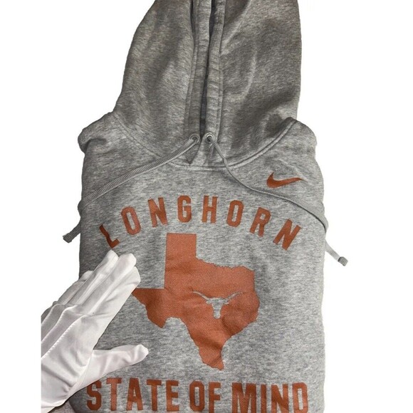 NIKE Dri Fit Gray University Of Texas Longhorns Classic Hooded Sweatshirt Large - Picture 1 of 6